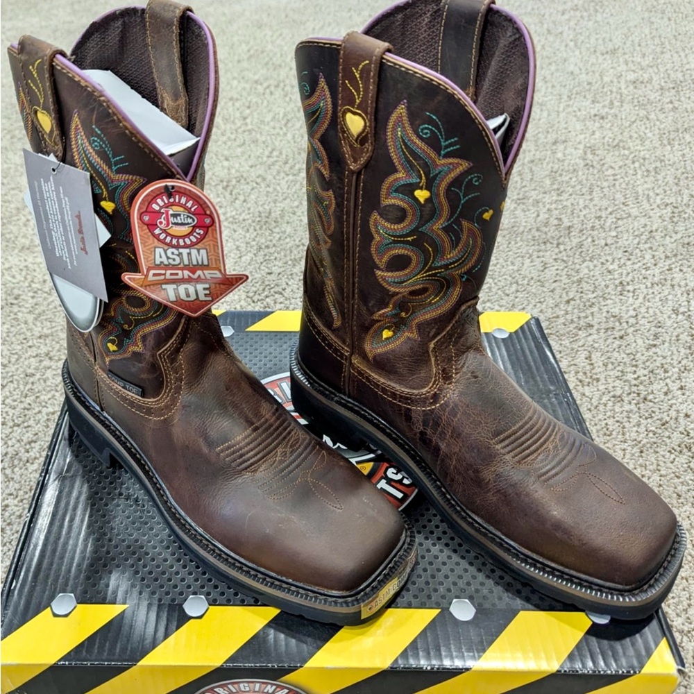 Justin Women's Sunney Pull On EH Work Boots - Composite Toe -New in box